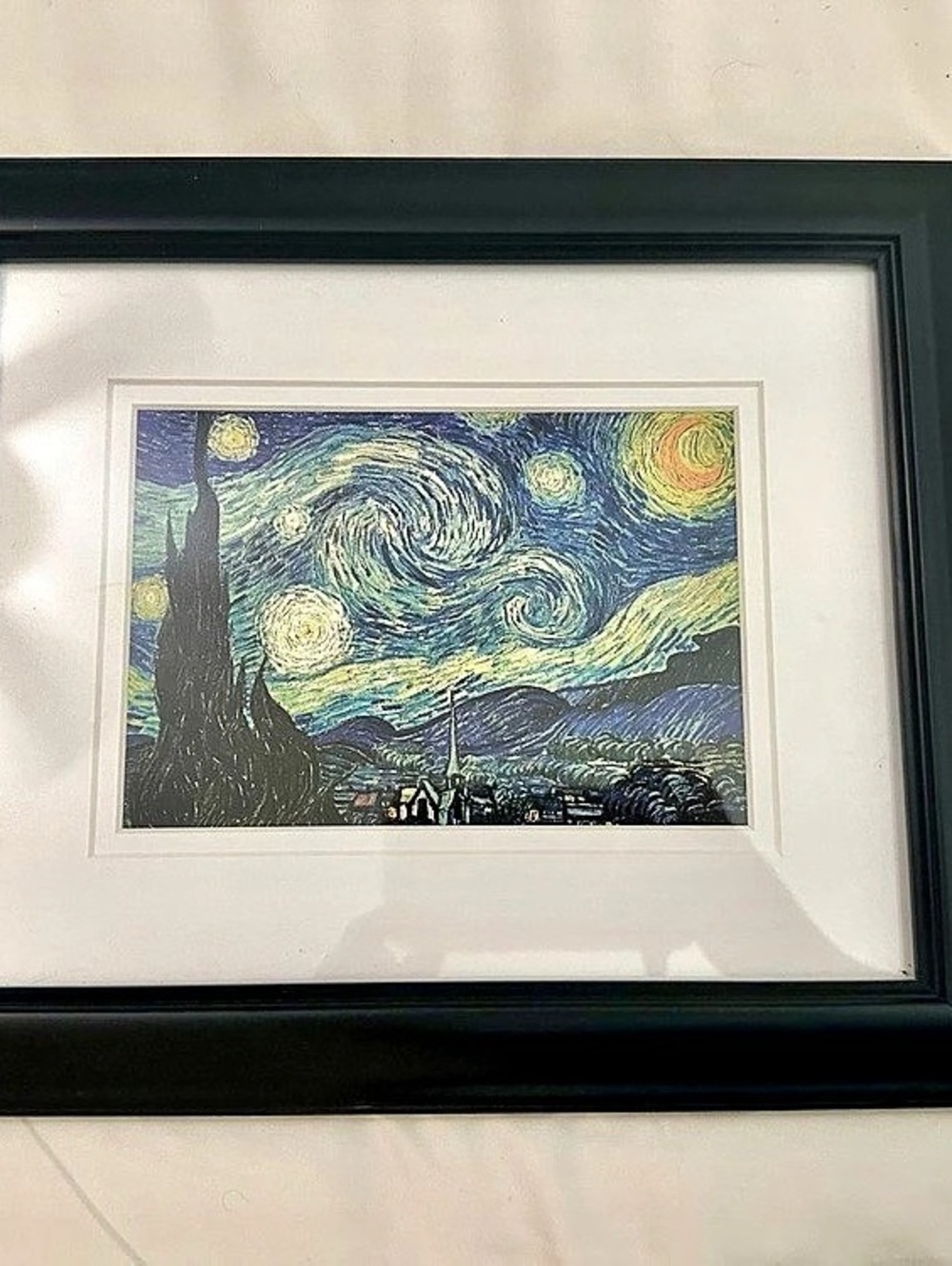 Framed Starry Night Print in Blue & Black 8x10
